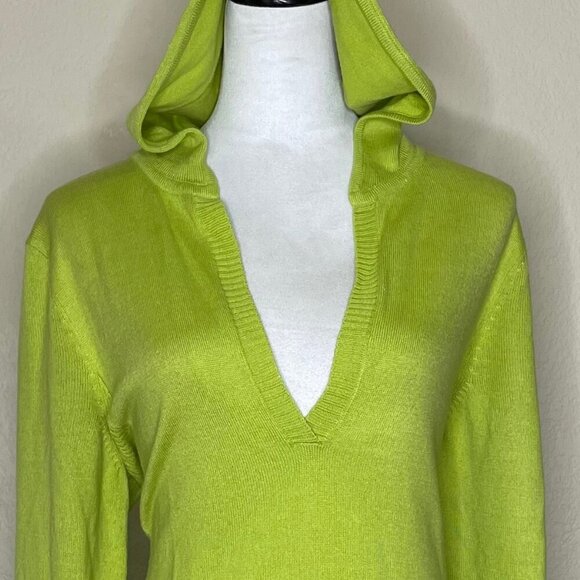 New York & Company Lime Green Knit Hooded Long Sleeve Mini Dress Plus Size XL - Picture 2 of 10